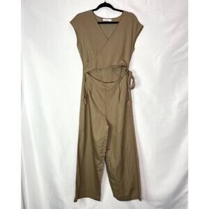 Womans Mod Ref The Hue Cut Out Wrap Tie Jumpsuit Tan Size Small